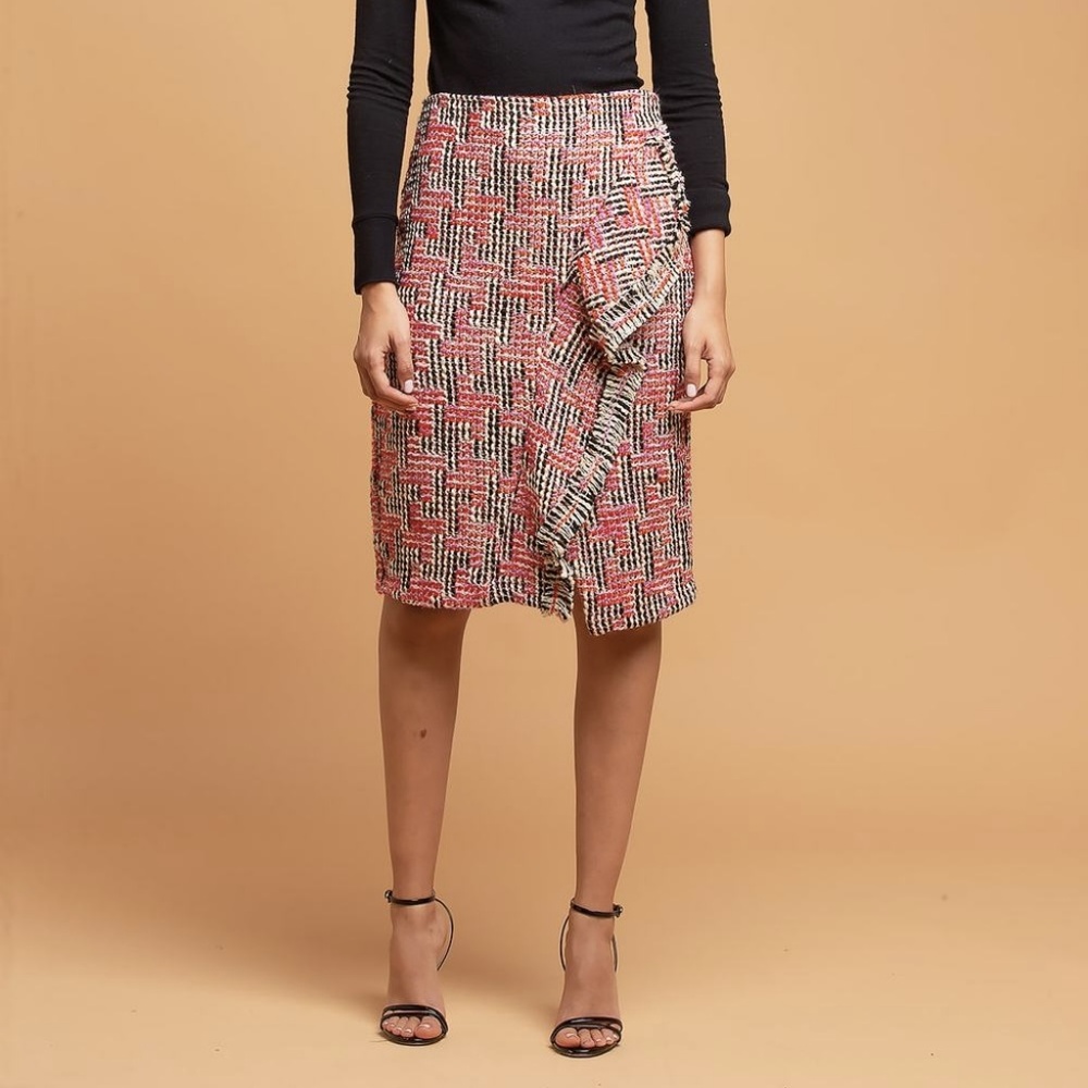 Eva Franco Red and Black Pencil Skirt